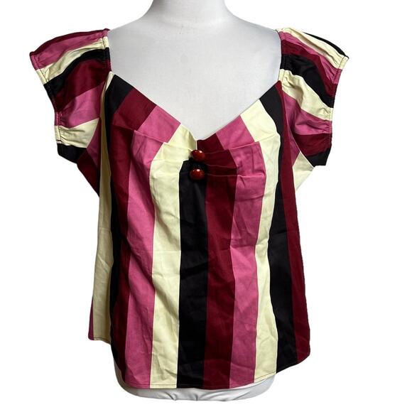 Collectif Dolores Bubble Gum Stripe 50’s Top Multi Colour Sz 24 - Picture 3 of 9